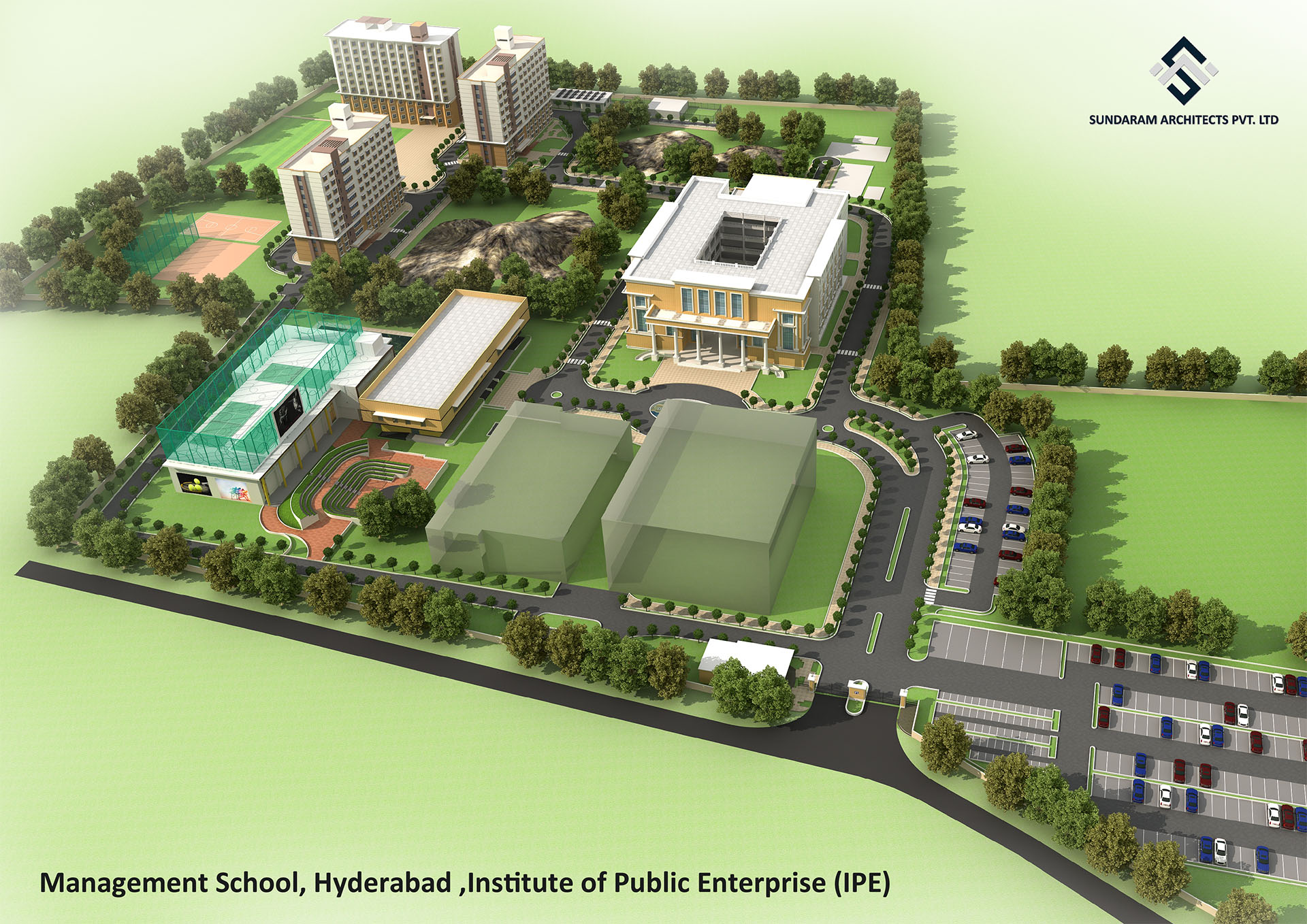 Sundaram Architects designed Management School, Hyderabad, Institute of Public Enterprise (IPE)